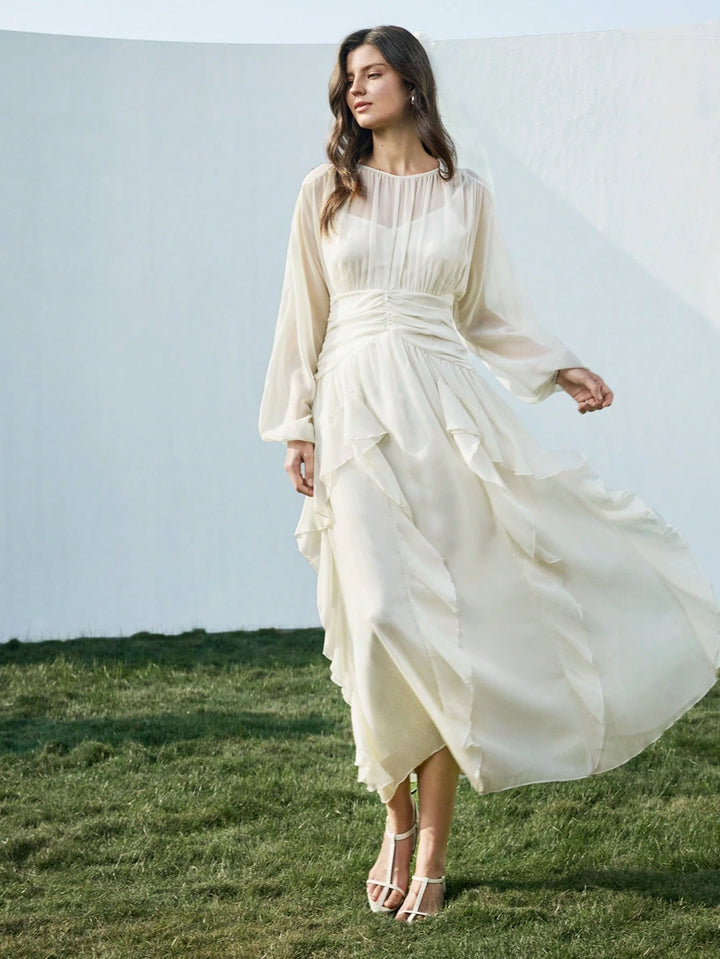 Rochie maxi SHEIN, crem
