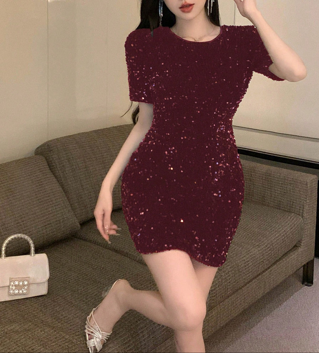 SHEIN mini ruha, bordó