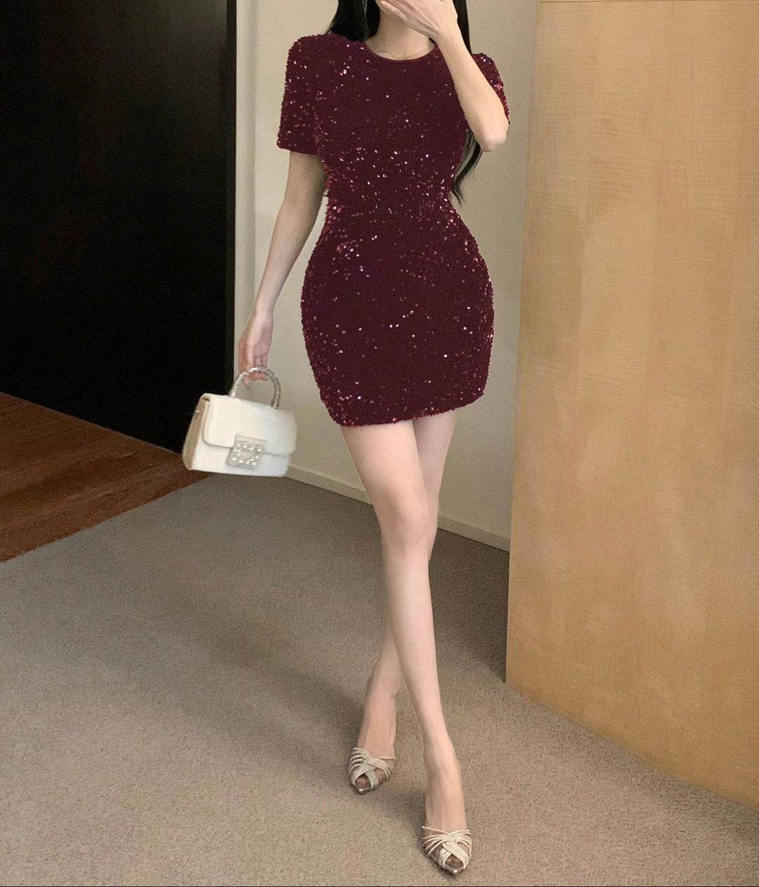 SHEIN mini ruha, bordó