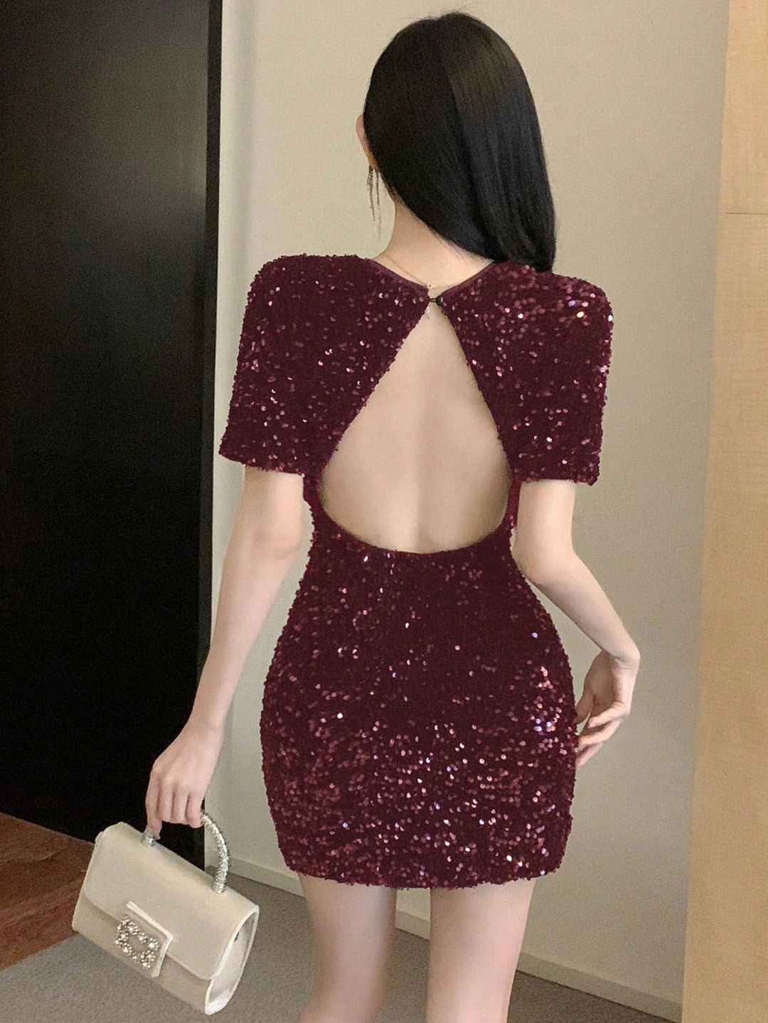 SHEIN mini ruha, bordó