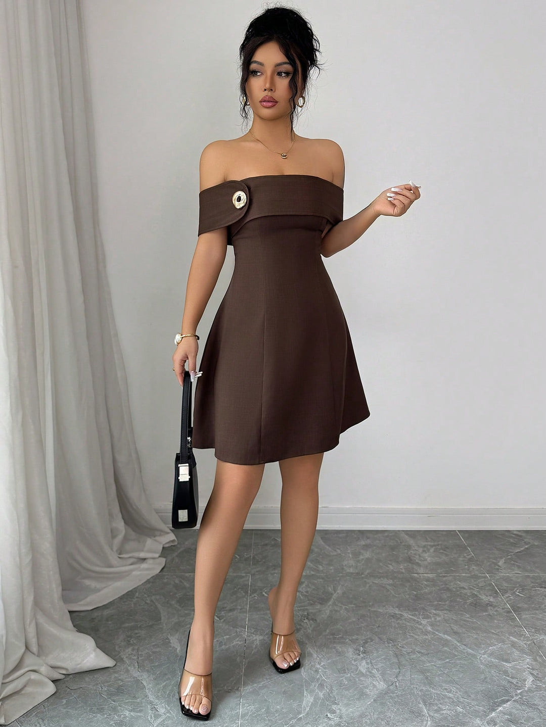 Rochie scurtă SHEIN, maro