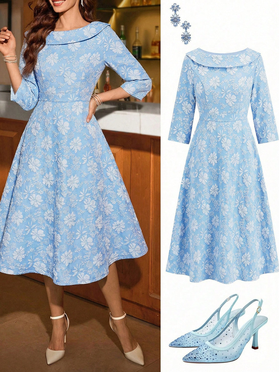 SHEIN kék midi ruha