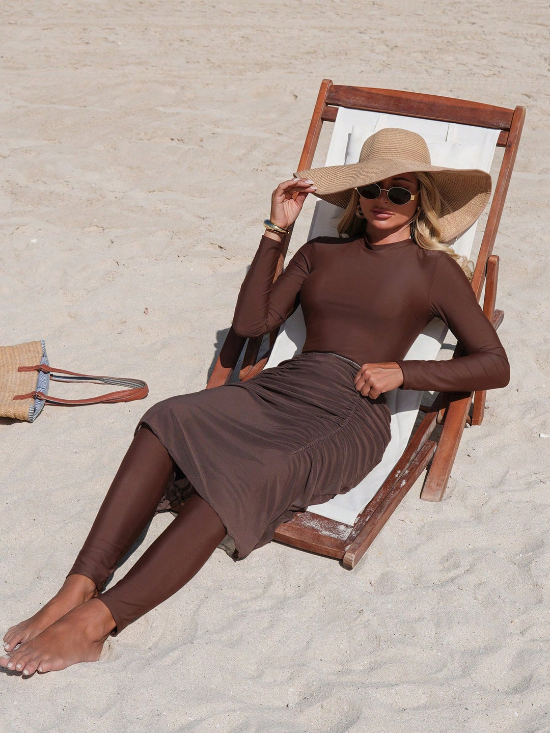 Costum de baie SHEIN, maro
