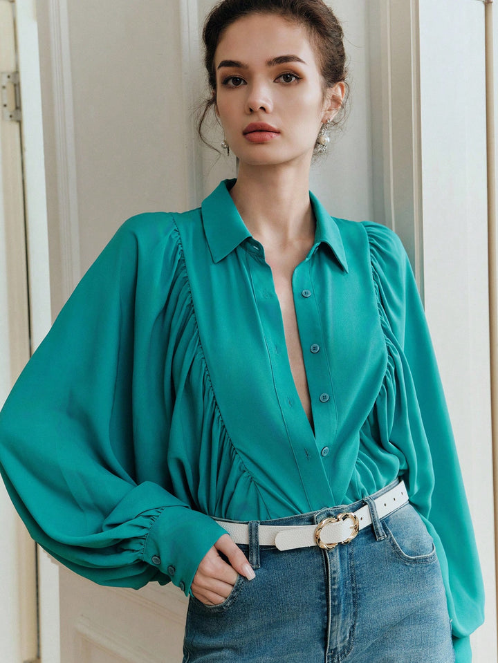 Bluza elegantă SHEIN, verde