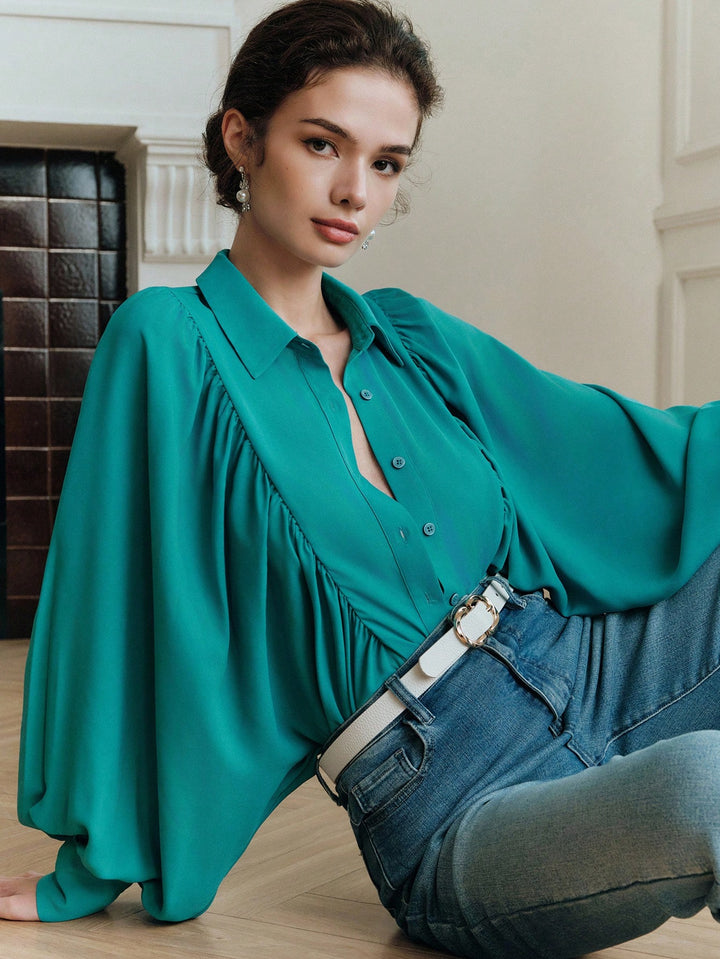 Bluza elegantă SHEIN, verde