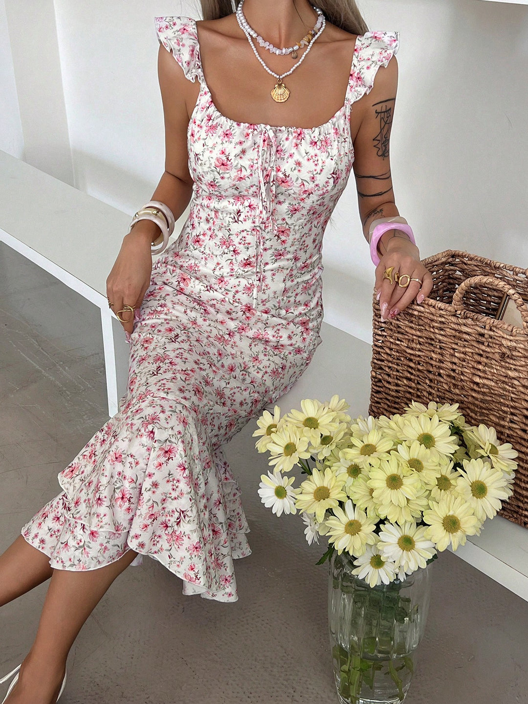 Rochie midi SHEIN, roz