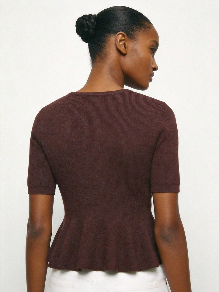 Bluza tricotată SHEIN, maro