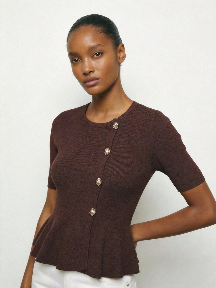 Bluza tricotată SHEIN, maro