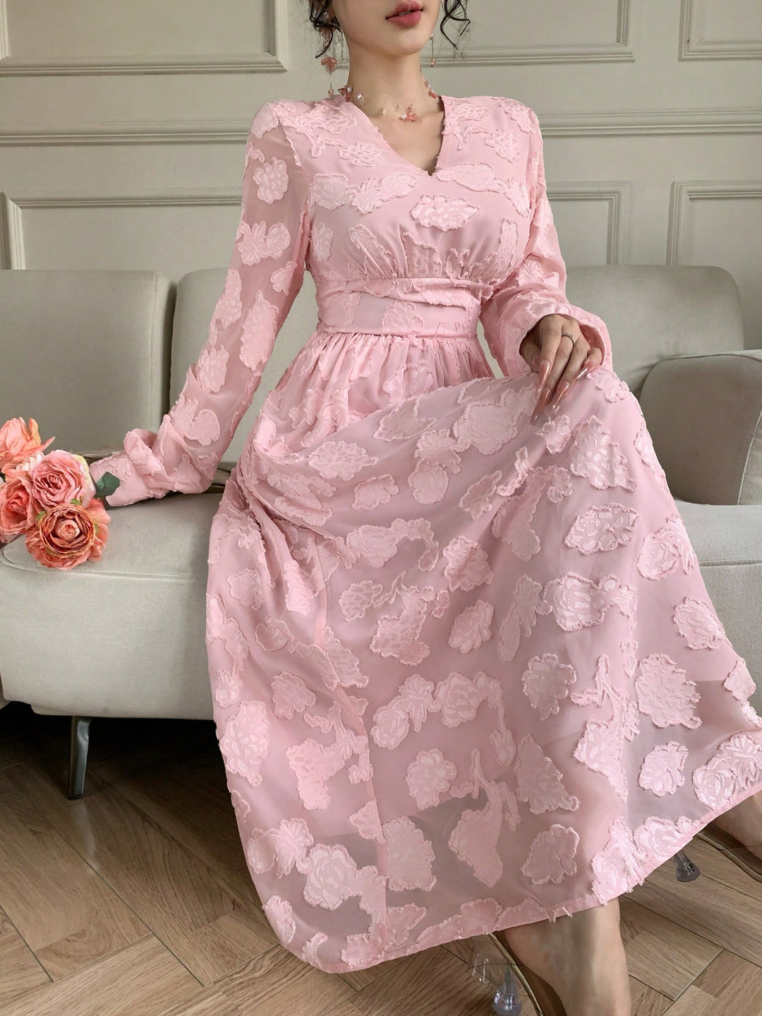 Rochie maxi SHEIN, roz