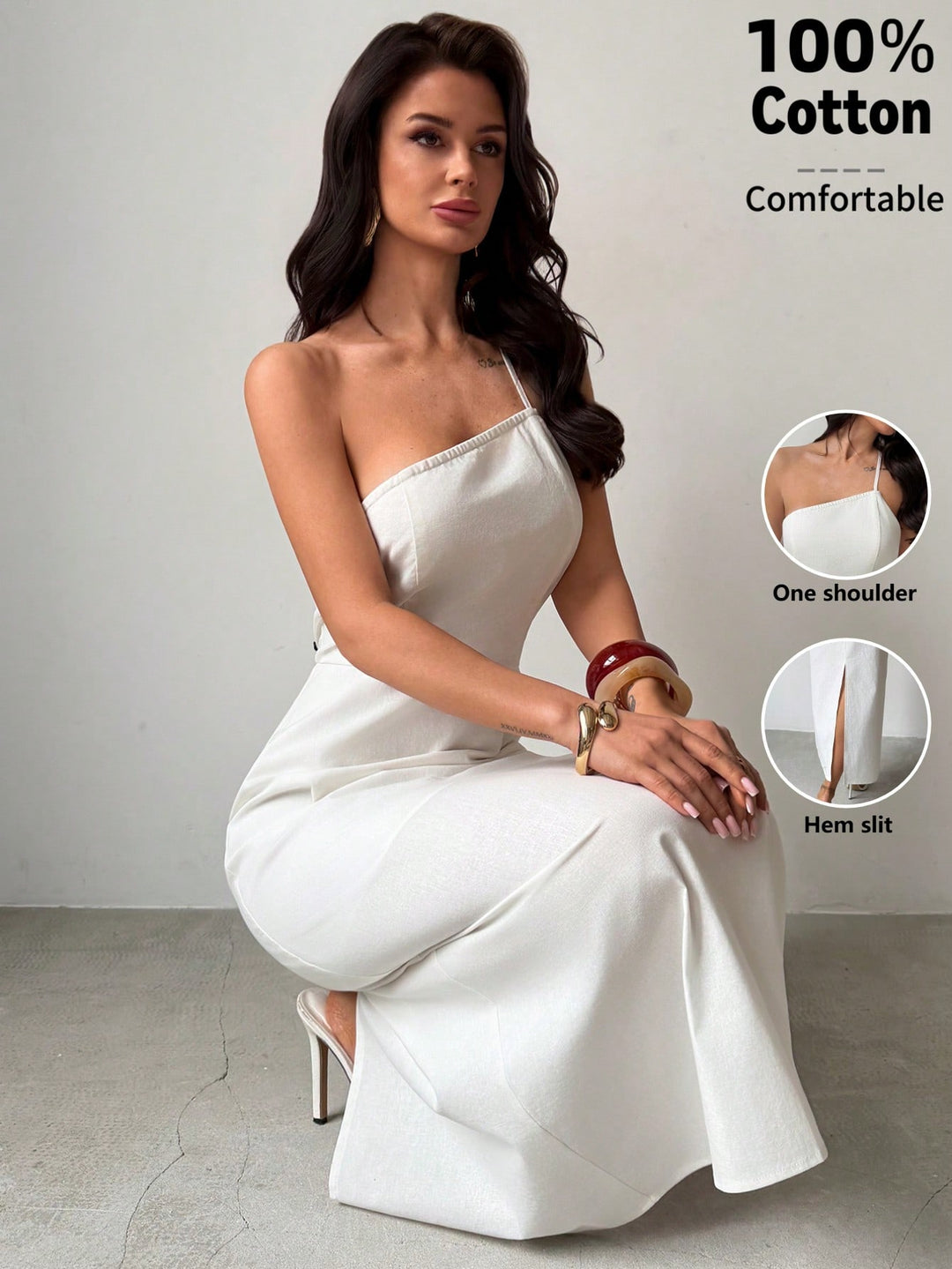 Rochie midi SHEIN, alb