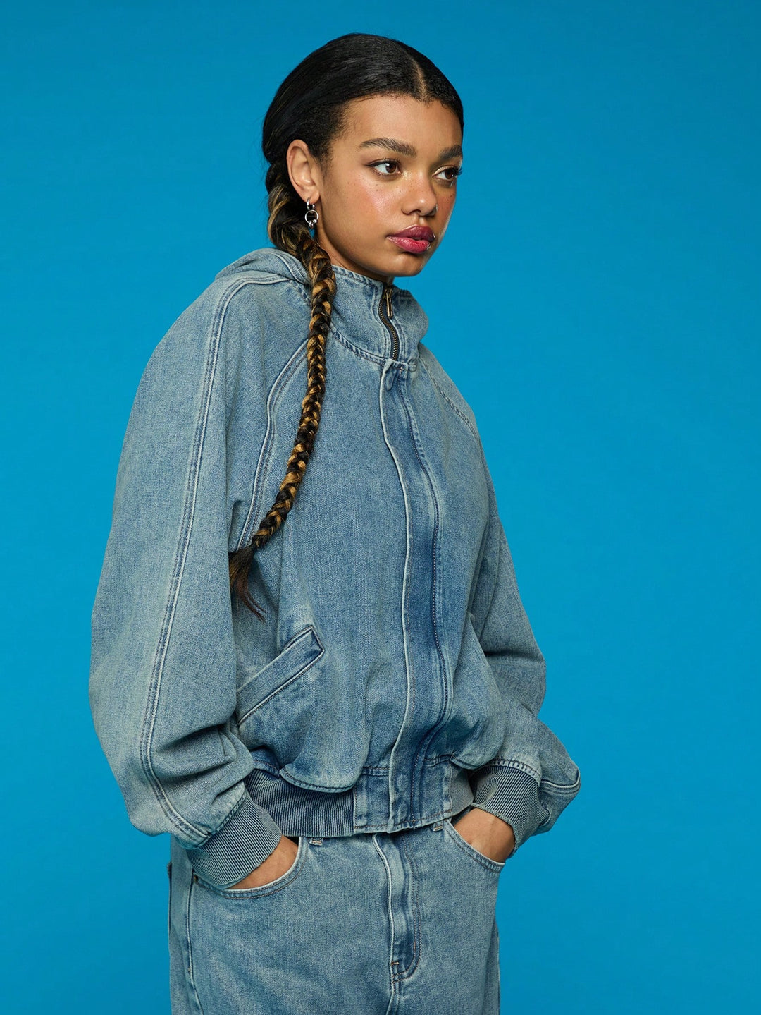Jachetă denim SHEIN, albastru