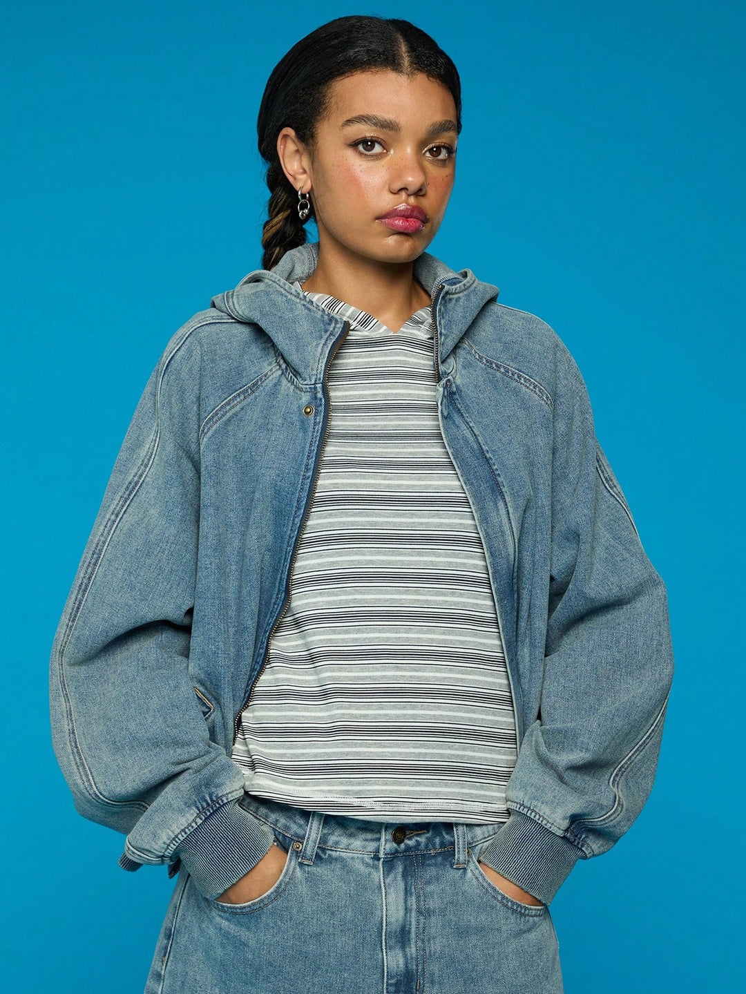 Jachetă denim SHEIN, albastru