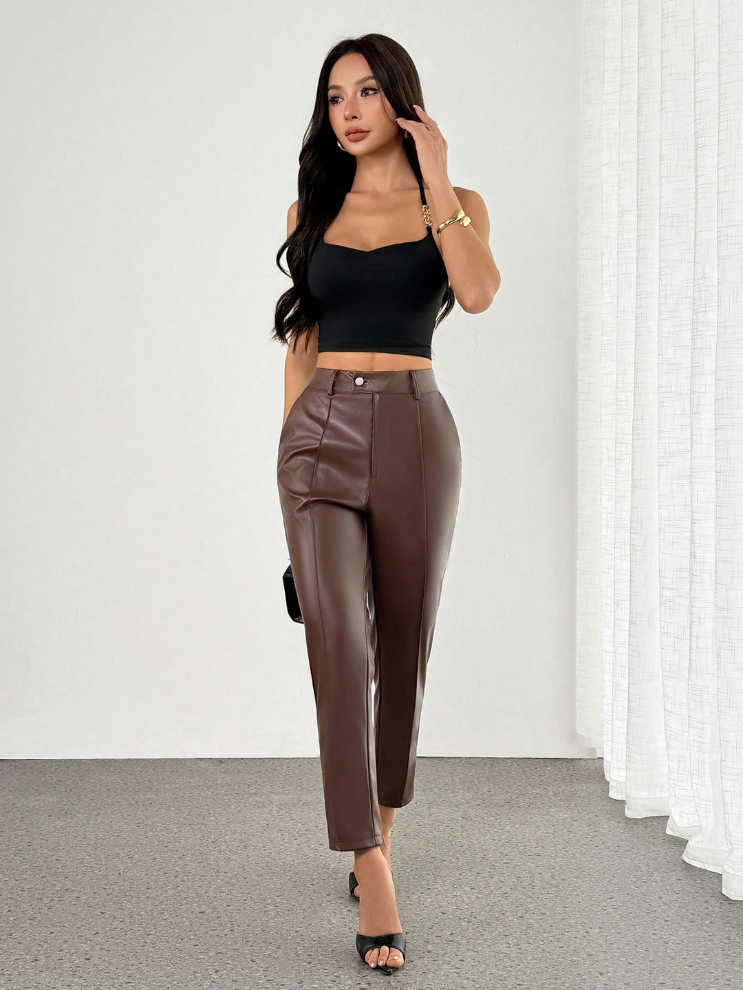 Pantaloni SHEIN, maro