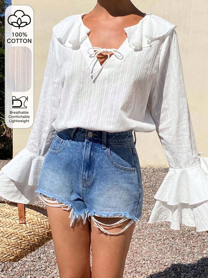 Bluza din bumbac SHEIN, alb