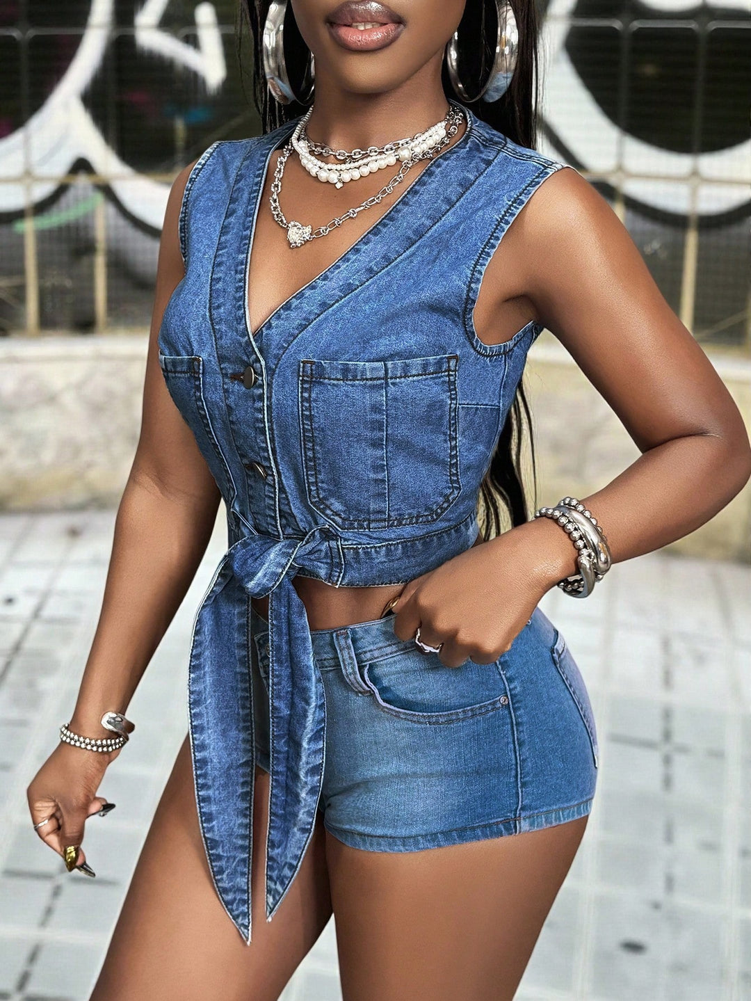 Jachetă denim SHEIN, negru