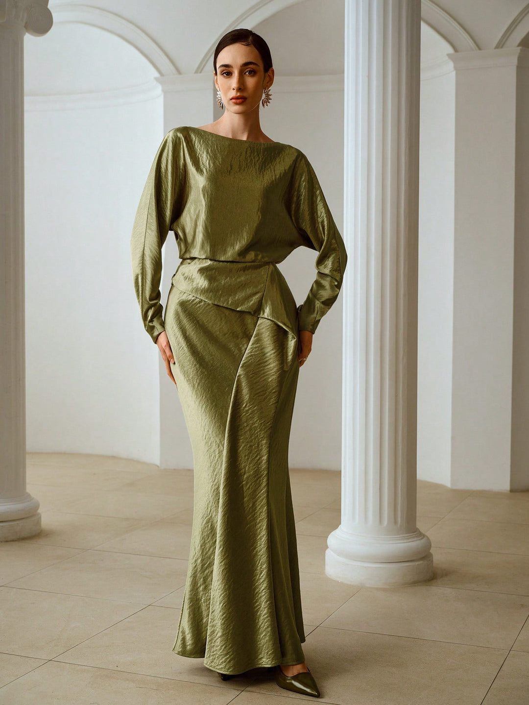 Rochie maxi SHEIN, kaki
