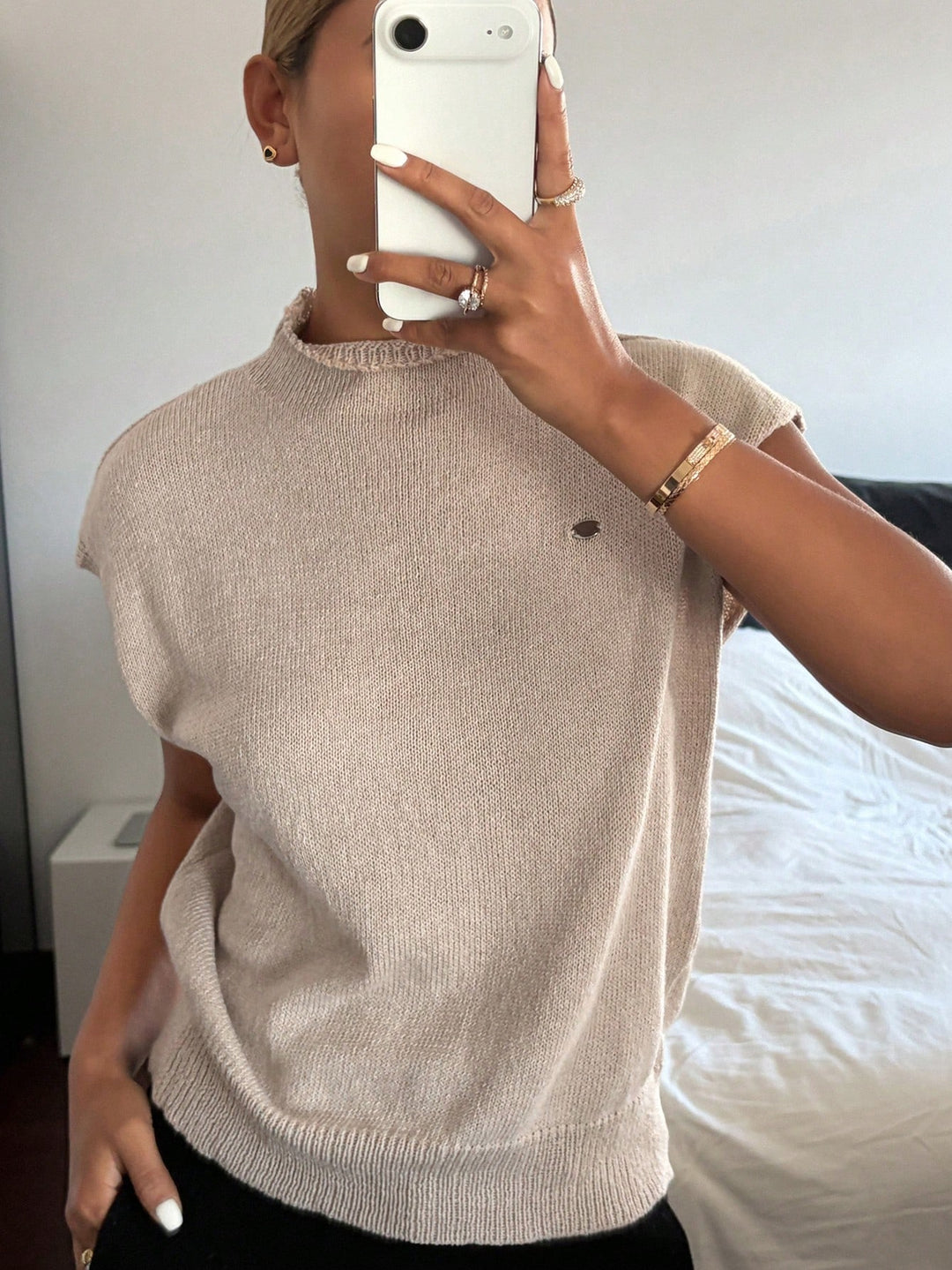 SHEIN khaki ujjatlan pulóver