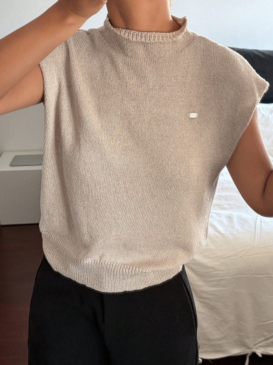 SHEIN khaki ujjatlan pulóver