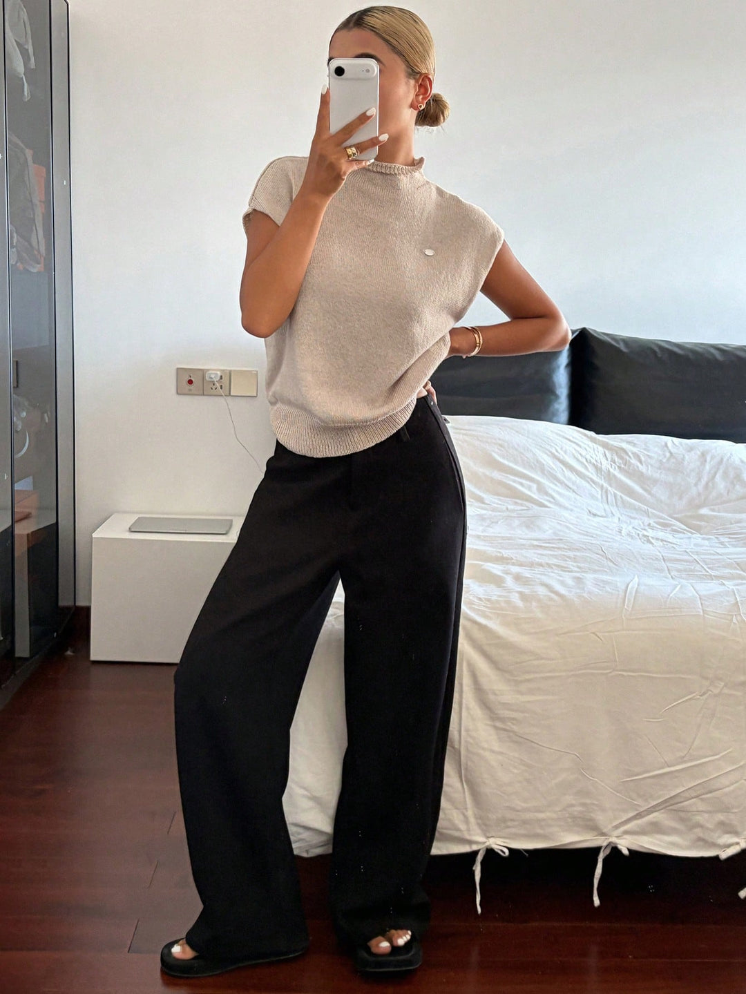 SHEIN khaki ujjatlan pulóver