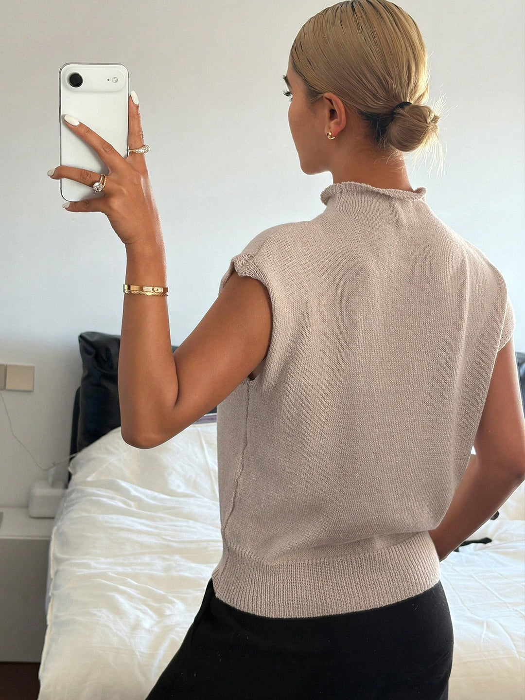 SHEIN khaki ujjatlan pulóver