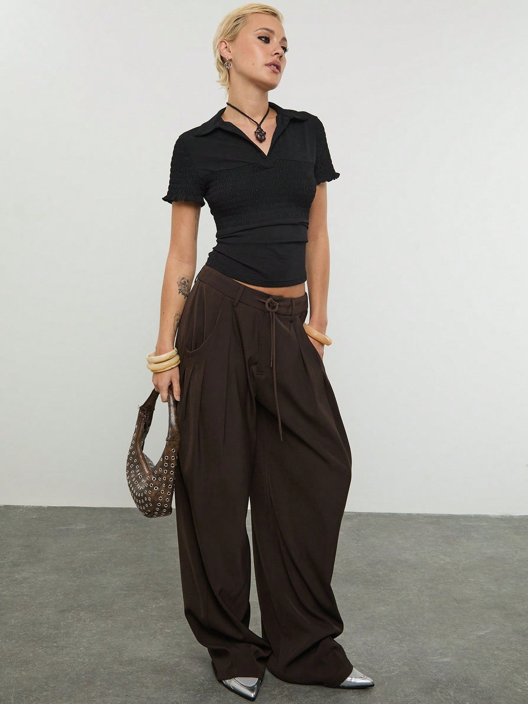 Pantaloni SHEIN, maro