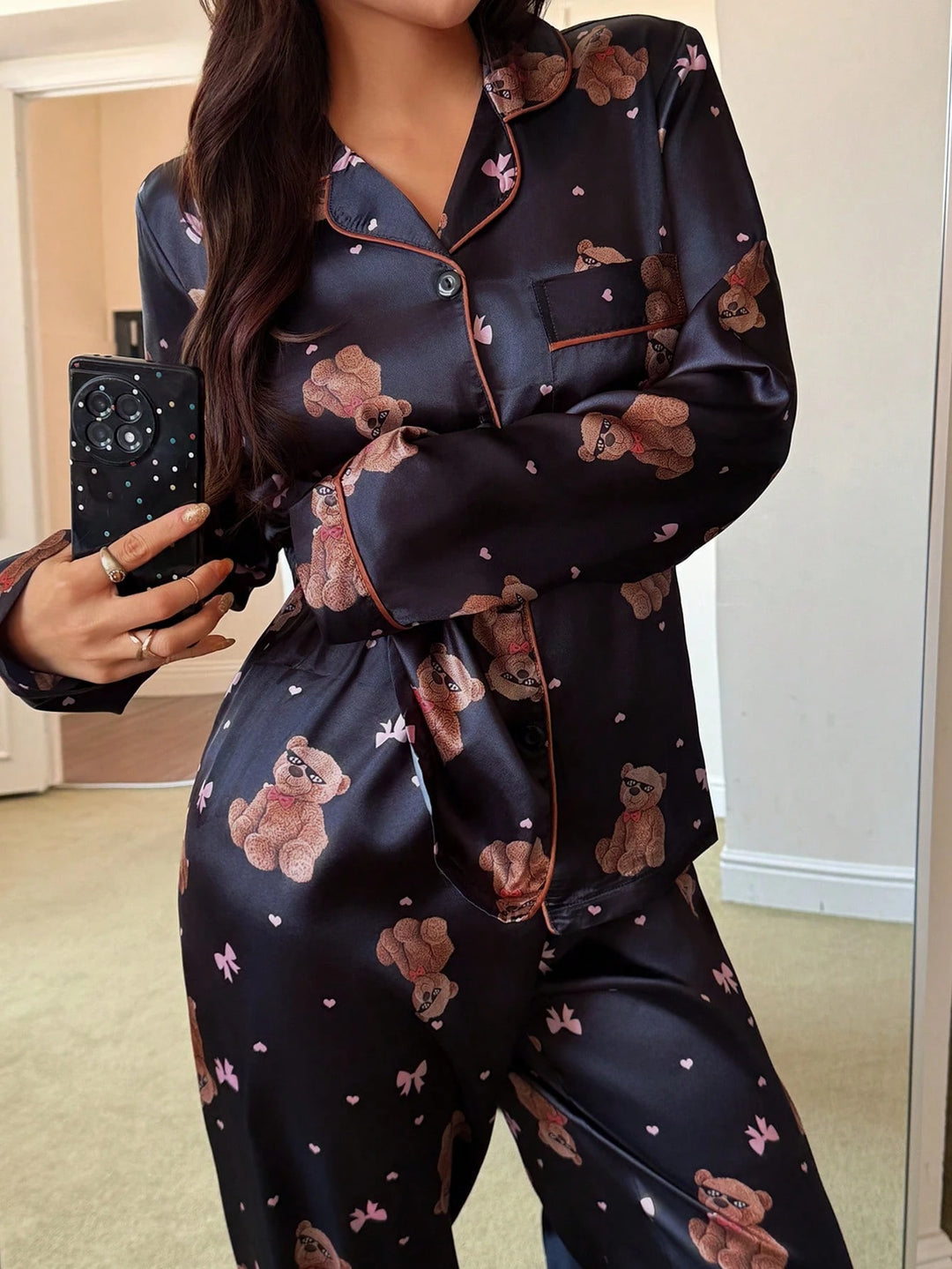 Compleu pijamale SHEIN, negru