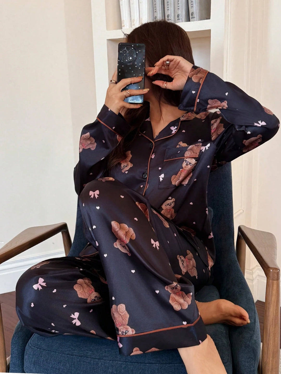 Compleu pijamale SHEIN, negru