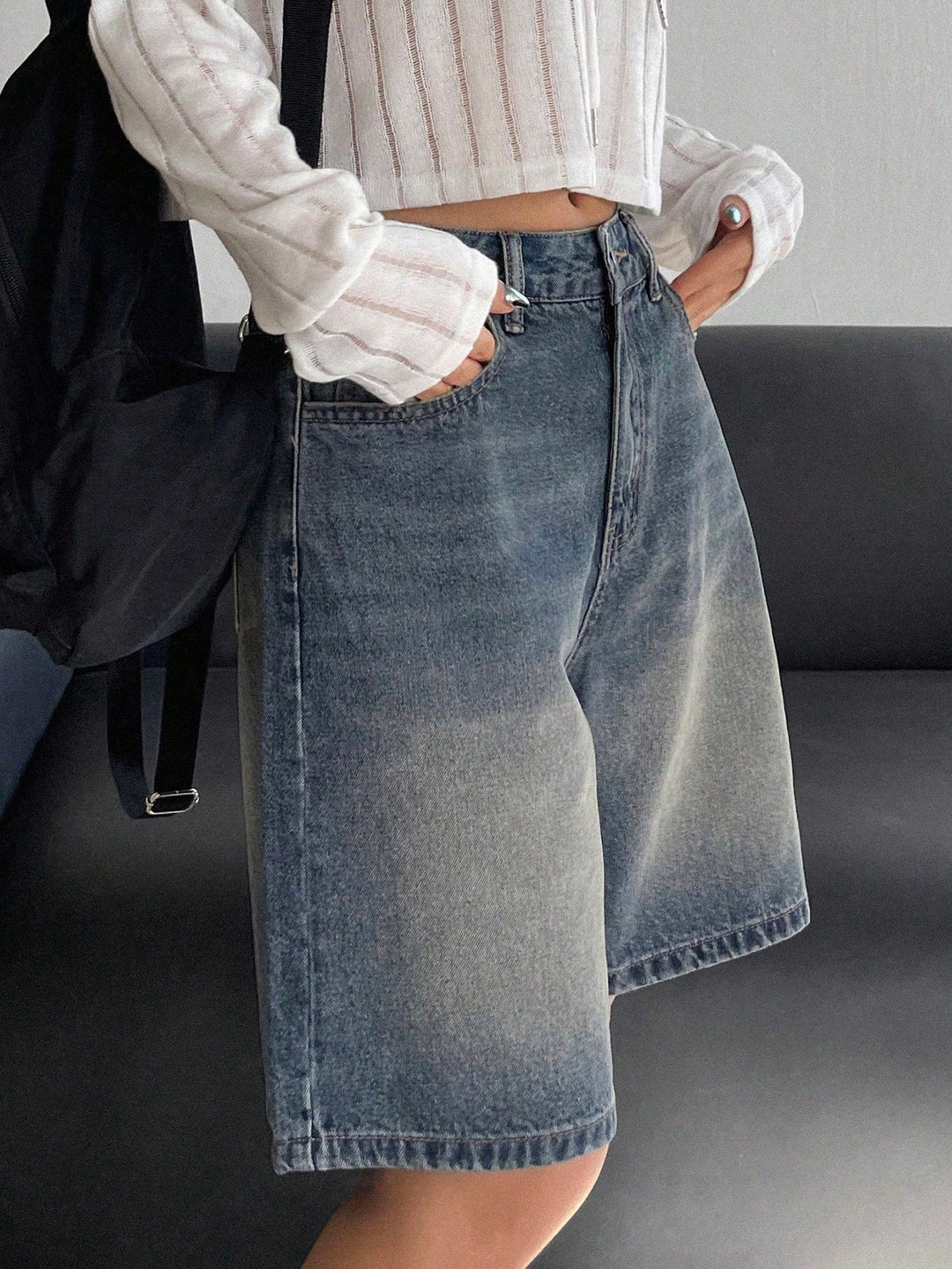 Pantaloni scurți SHEIN, albastru