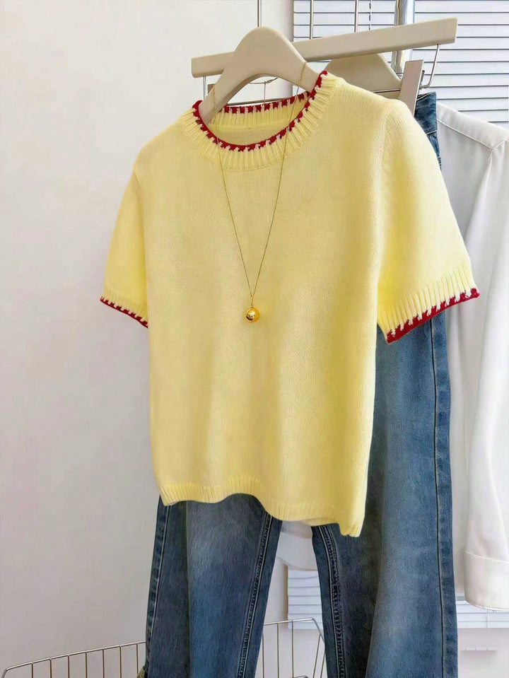 Tricou tricotat SHEIN, galben