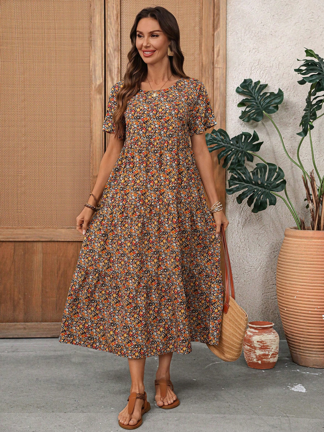 Rochie midi SHEIN, galben