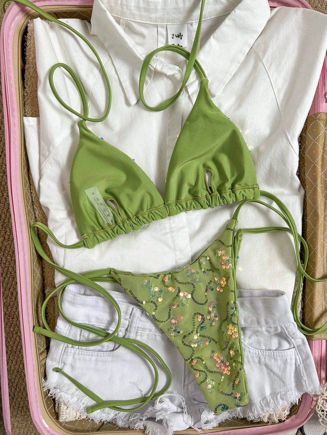Costum de baie SHEIN, verde