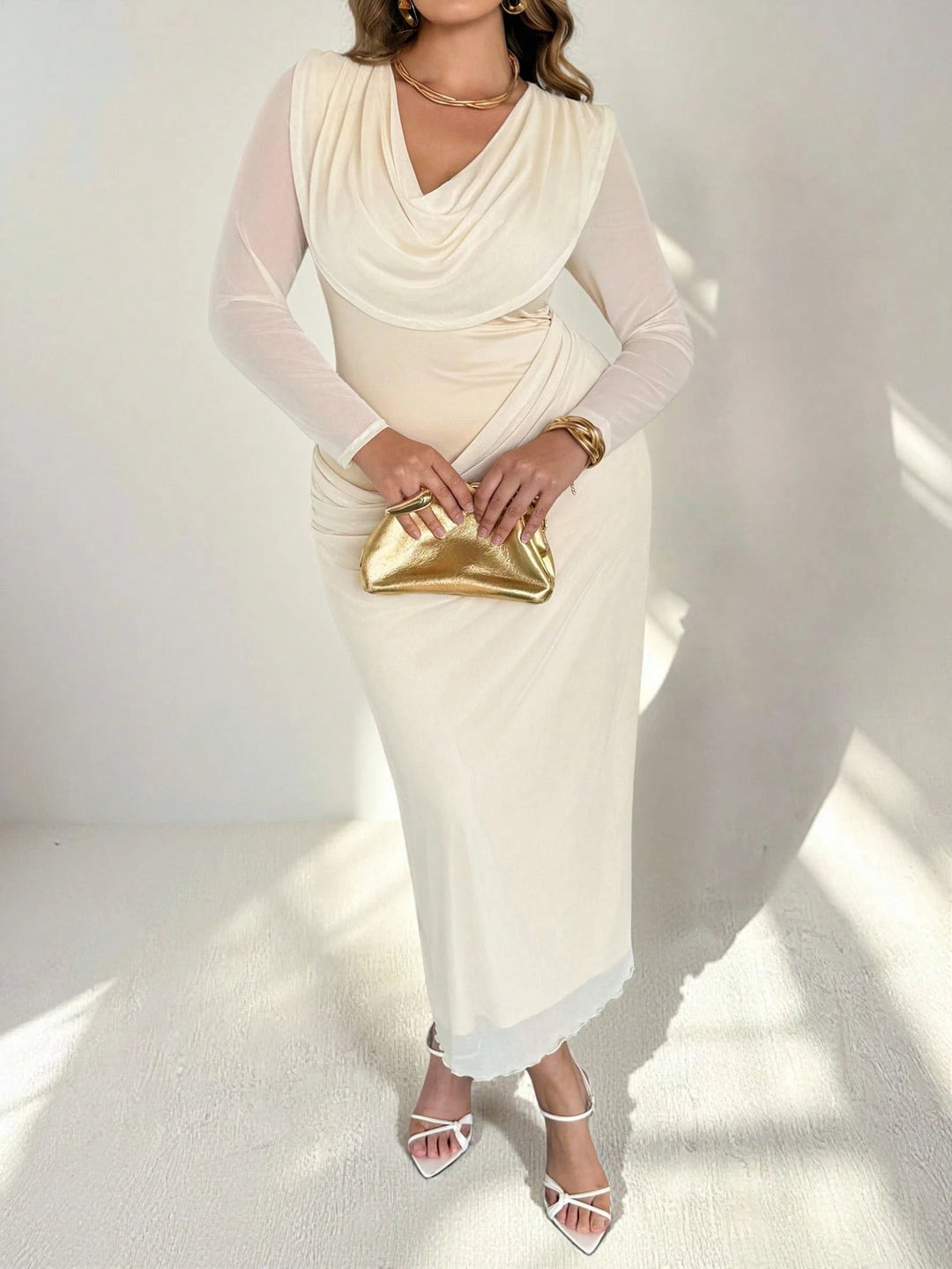 Rochie maxi SHEIN, crem