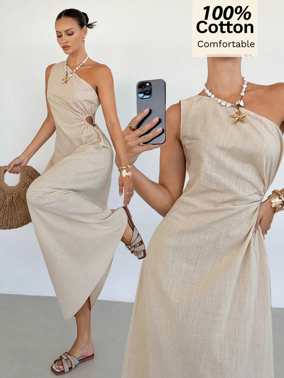 Rochie maxi SHEIN, bej