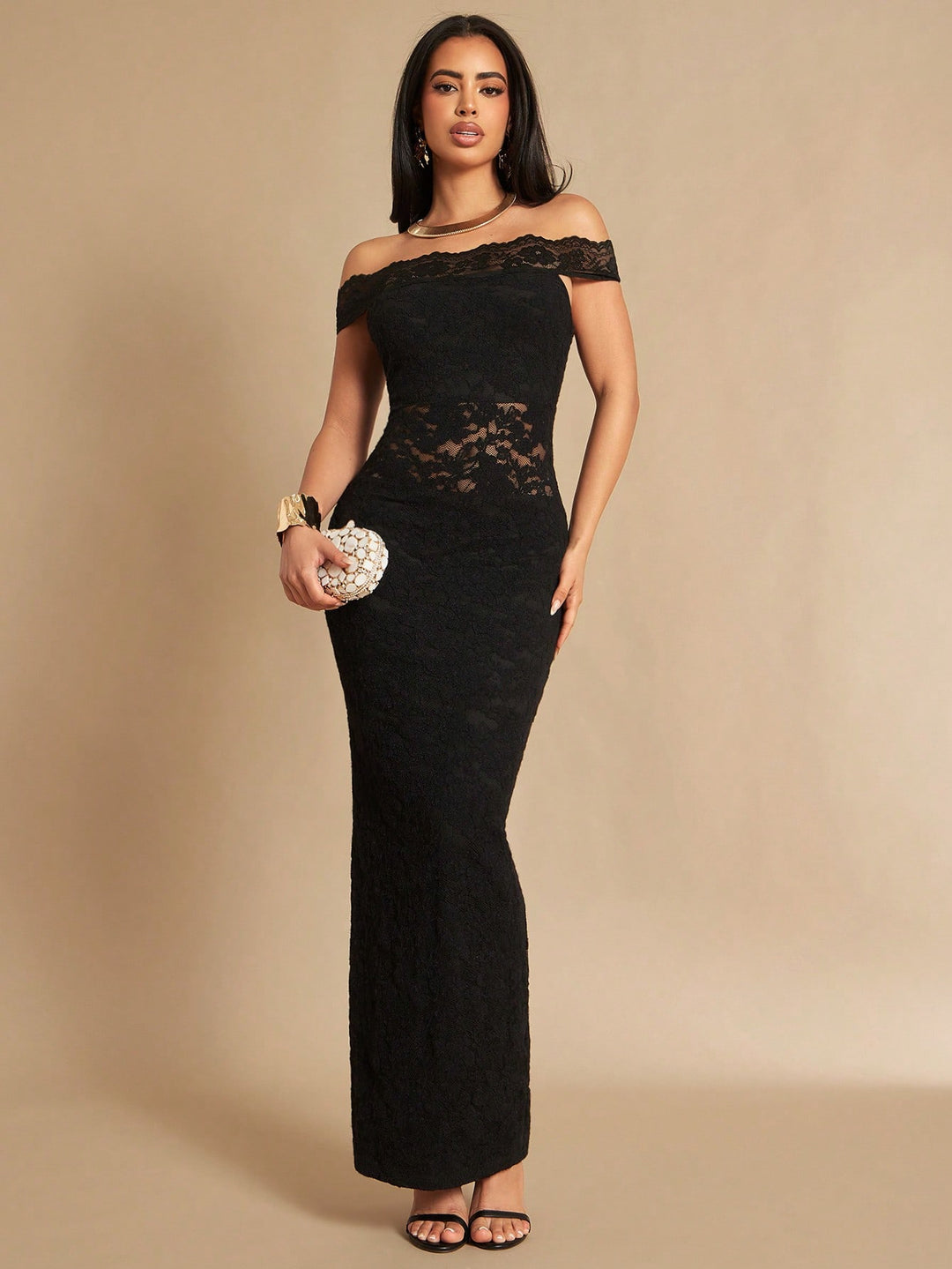 SHEIN maxi ruha, fekete