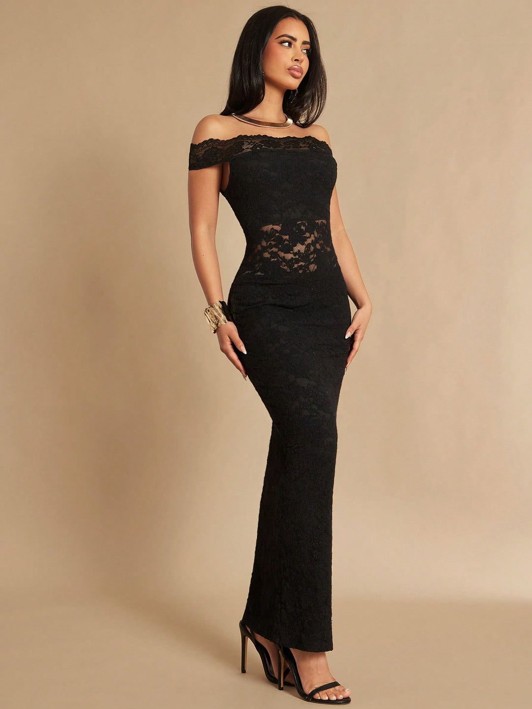 SHEIN maxi ruha, fekete