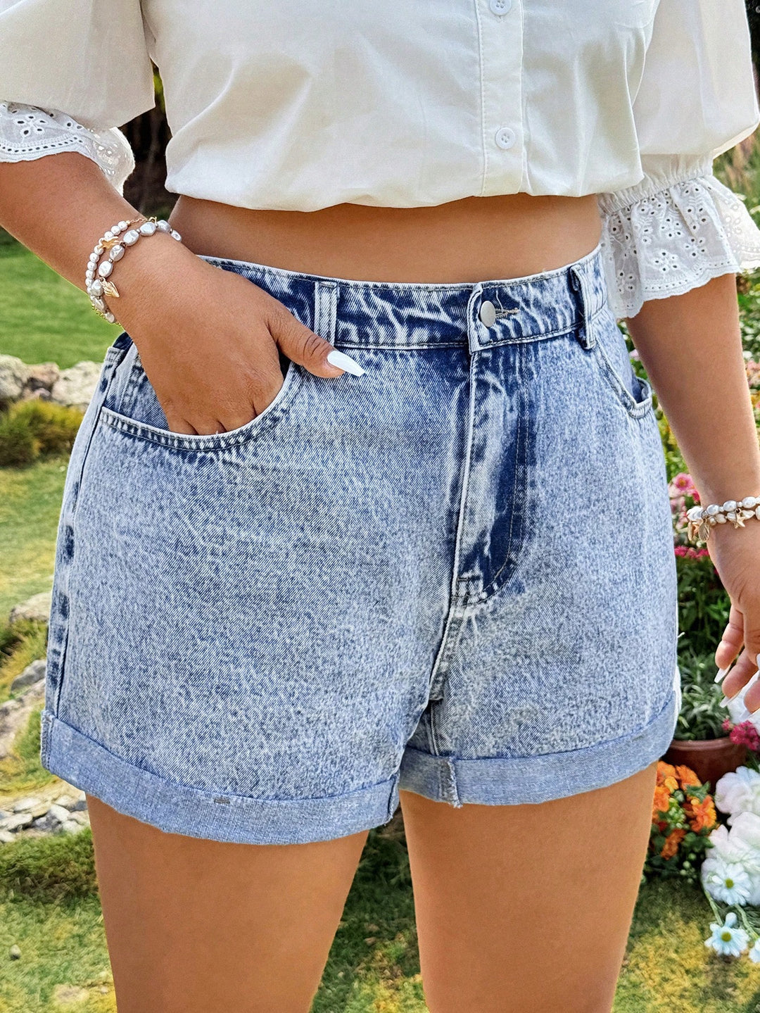 Pantaloni scurți SHEIN, albastru