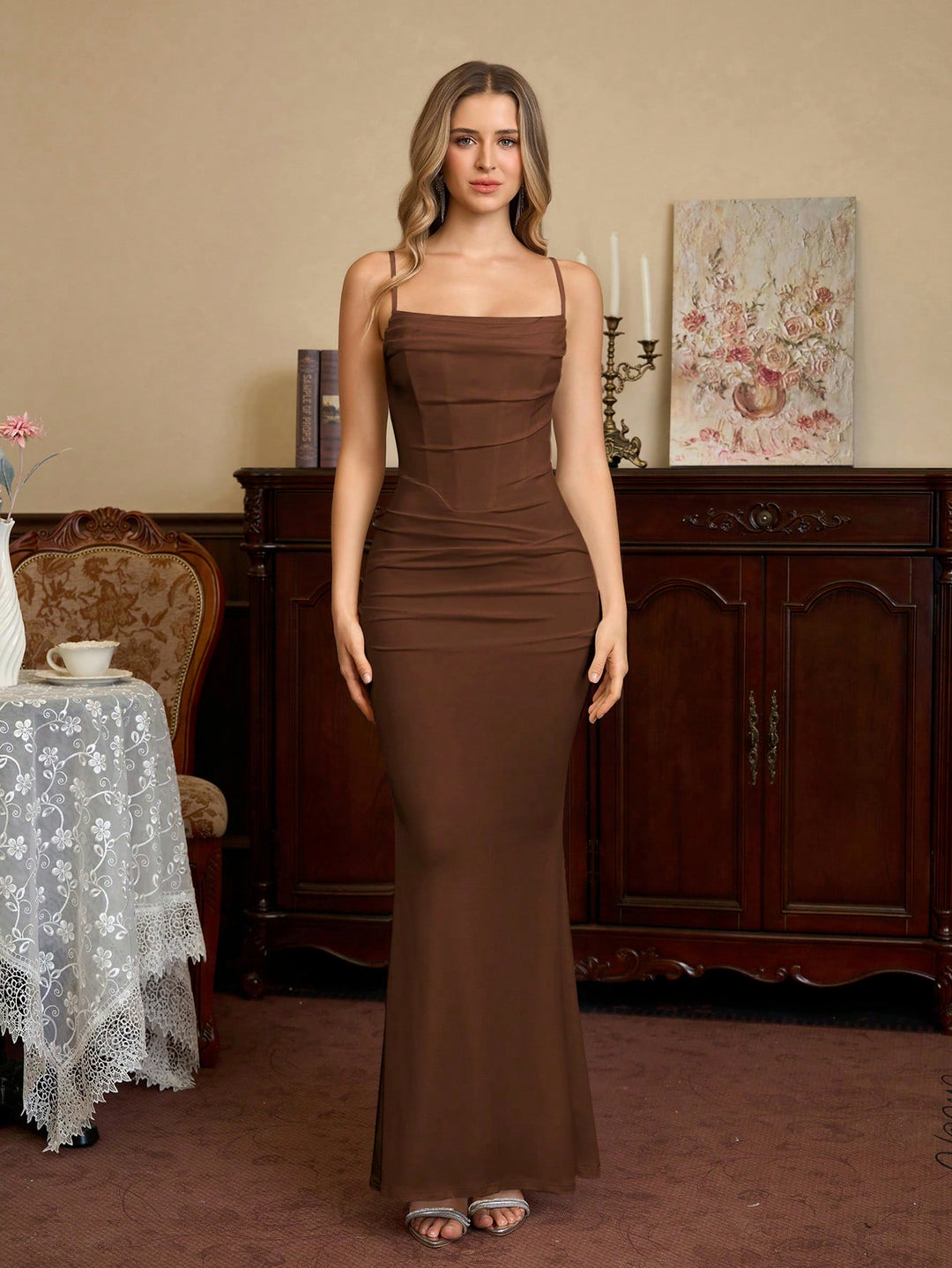 Rochie maxi SHEIN, maro