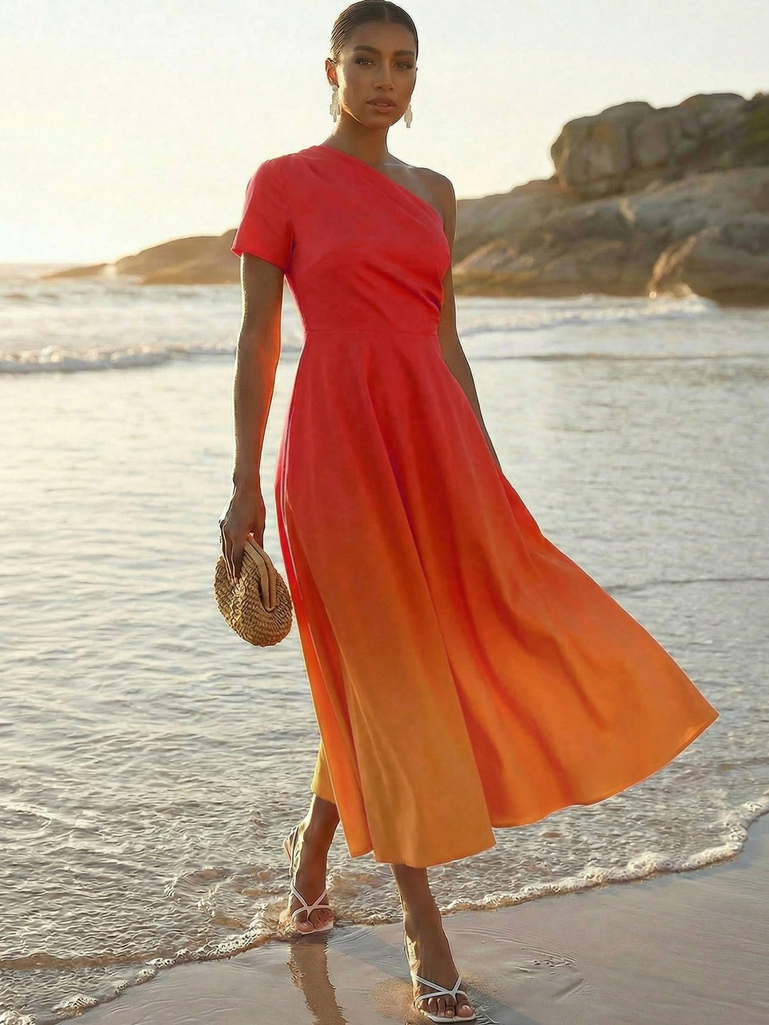 Rochie maxi SHEIN, portocaliu