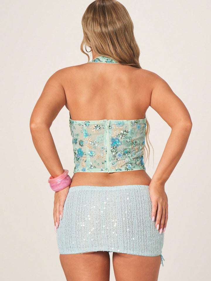 Top SHEIN, turcoaz
