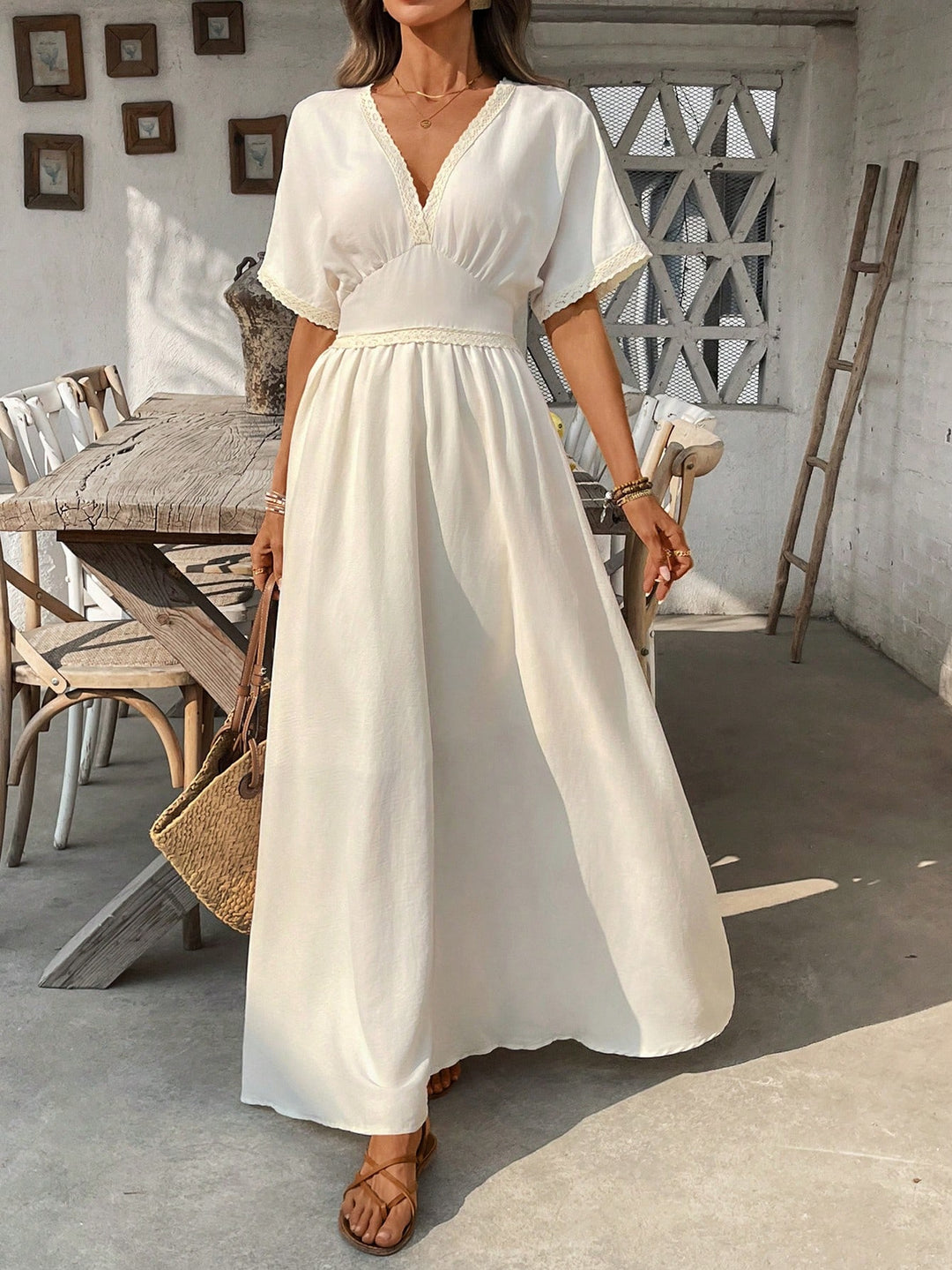 Rochie maxi SHEIN, bej