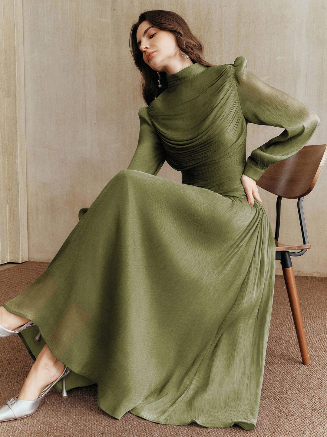Rochie maxi SHEIN, kaki