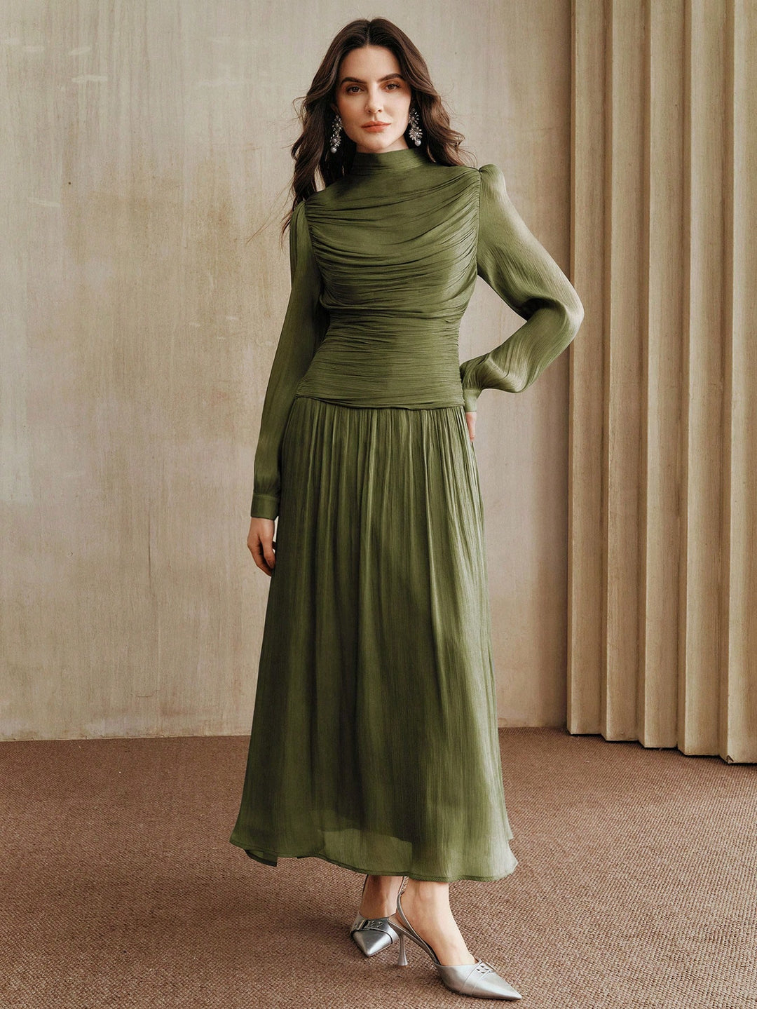 Rochie maxi SHEIN, kaki