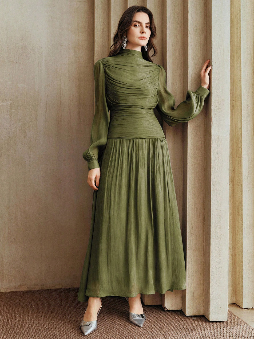 Rochie maxi SHEIN, kaki