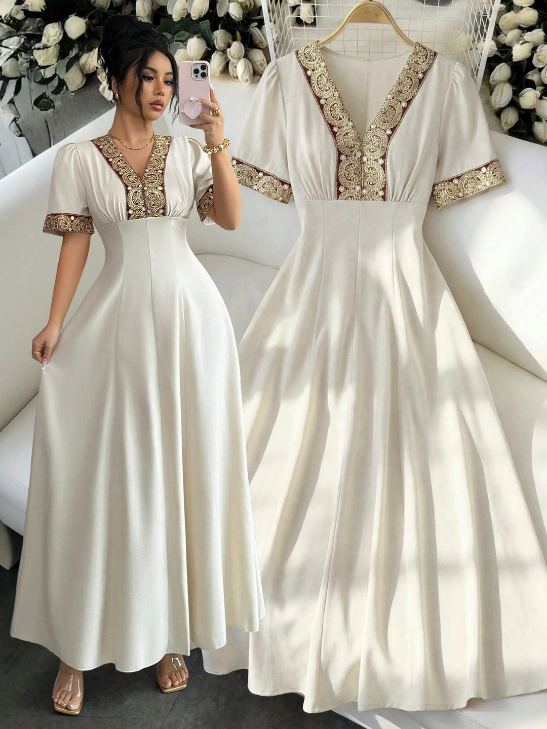 SHEIN maxi ruha, bézs