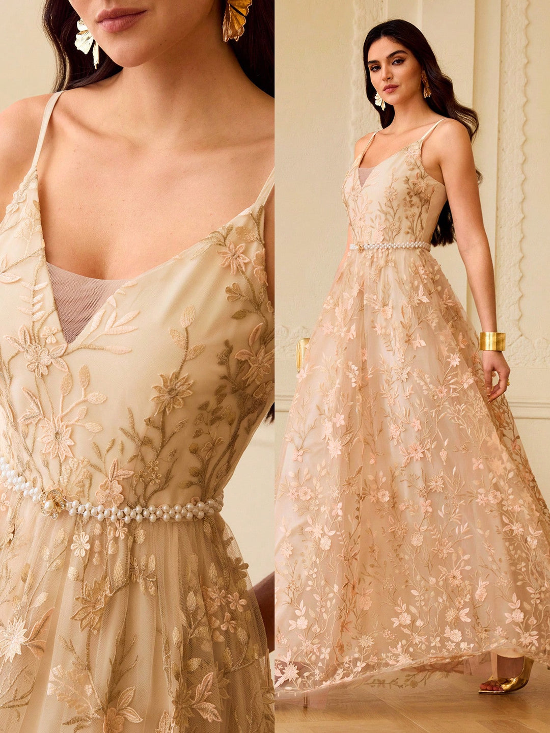 Rochie maxi SHEIN, auriu