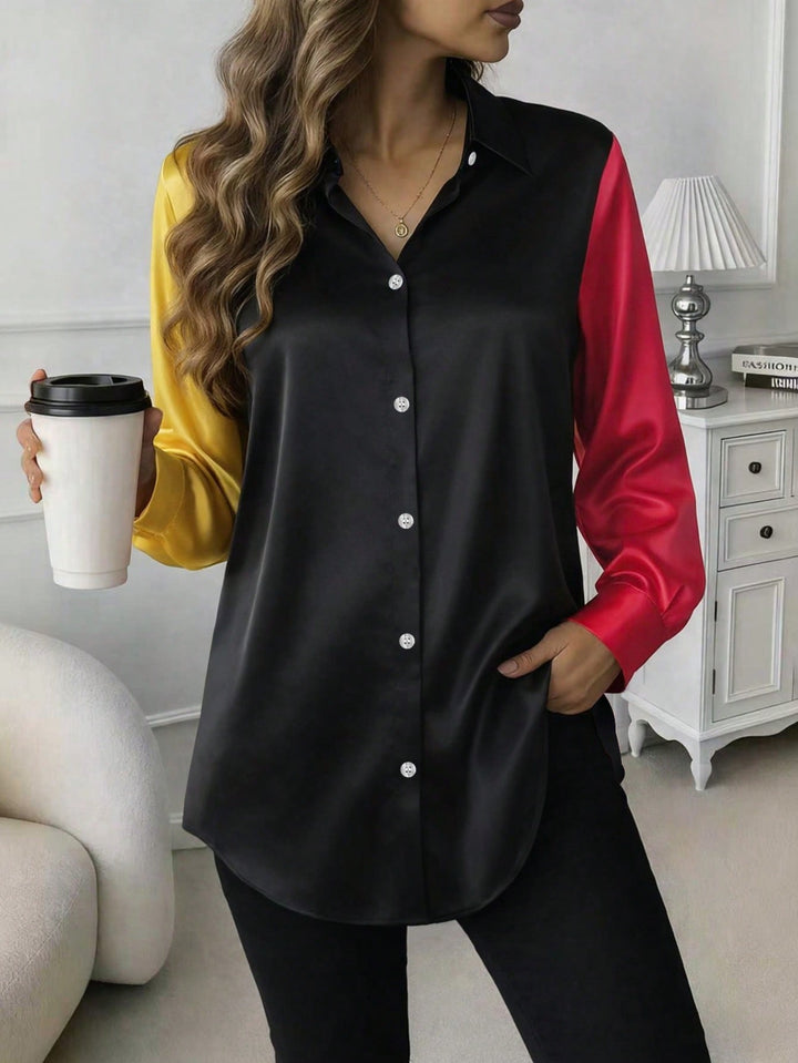 Bluza satinată SHEIN, negru