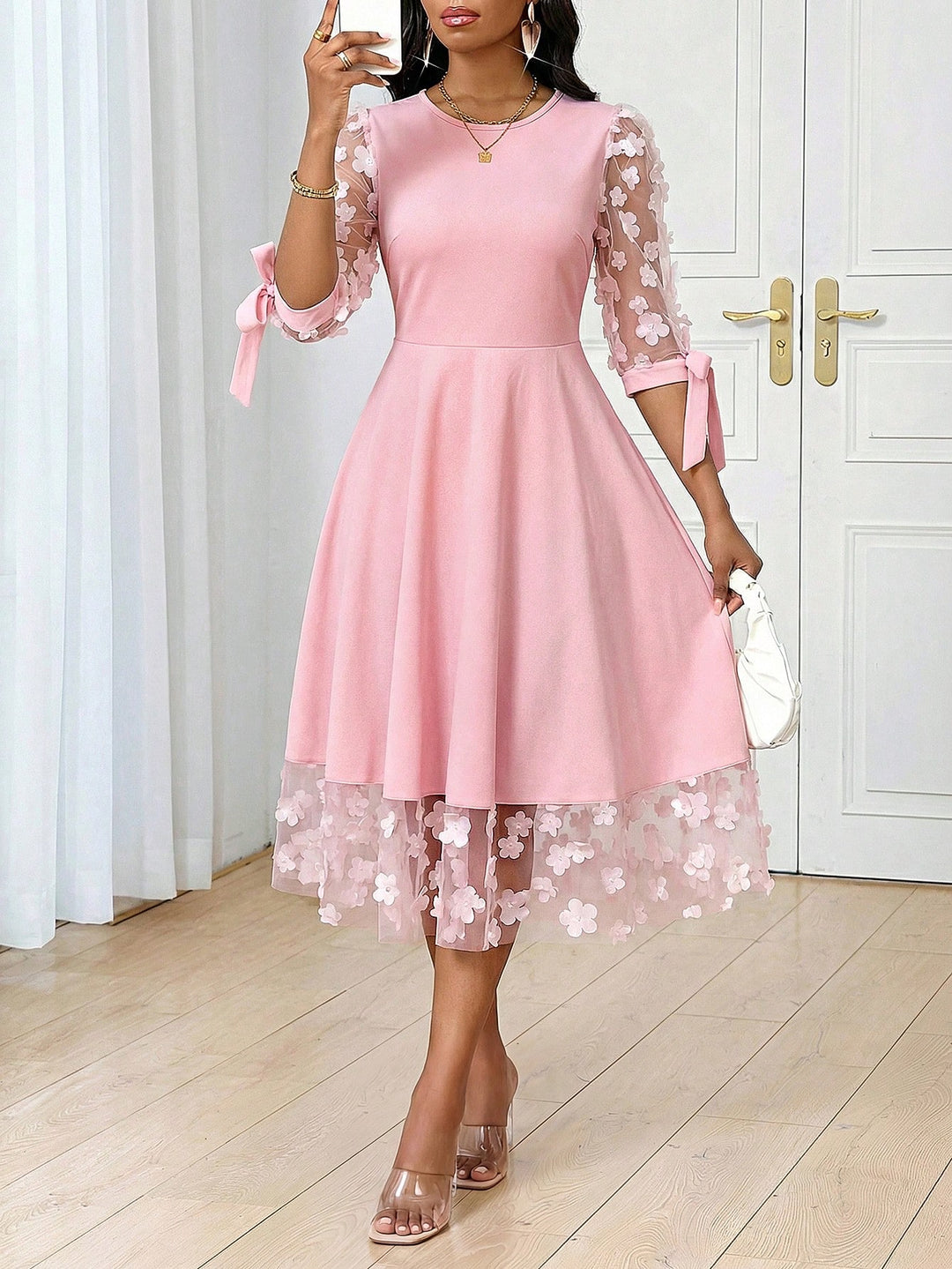 Rochie midi SHEIN, roz