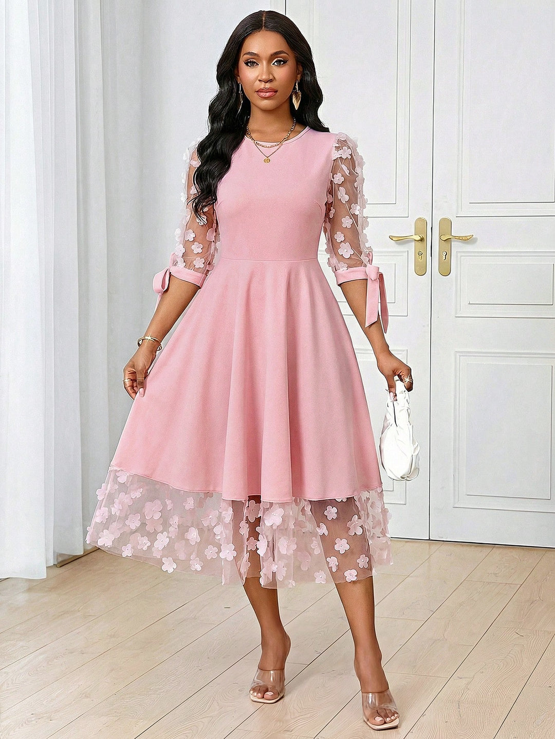Rochie midi SHEIN, roz