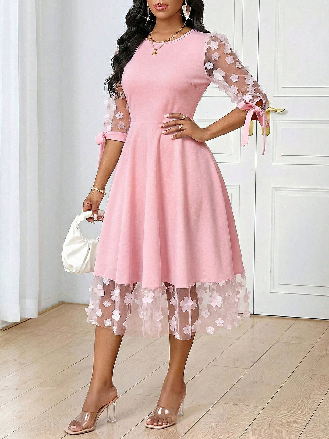 Rochie midi SHEIN, roz