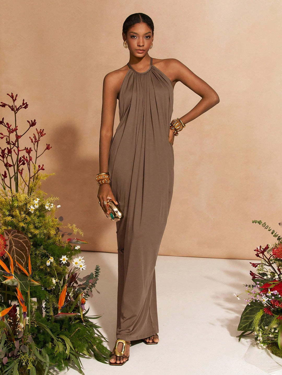 Rochie maxi SHEIN, maro